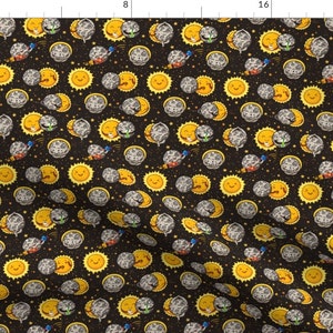 Eclipse Fabric Solar Eclipse By Penguinhouse Solar Eclipse Sun Moon Dance Funny Cute Kawaii Cotton Fabric By The Yard With Spoonflower image 1