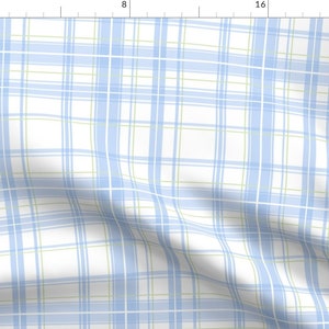 Tartan Fabric Lotte Tartan In Blueberry By Lilyoake Tartan Light Baby Blue and White Plaid Cotton Fabric By The Yard With Spoonflower image 1