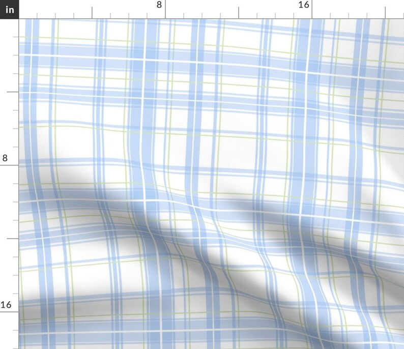 Tartan Fabric Lotte Tartan In Blueberry By Lilyoake Tartan Light Baby Blue and White Plaid Cotton Fabric By The Yard With Spoonflower image 1