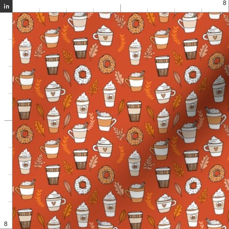 Pumpkin Spice Fabric - Pumpkin Latte Coffee And Donuts Fall Autumn Traditions By Andrea Lauren - Cotton Fabric by the Yard with Spoonflower image 3
