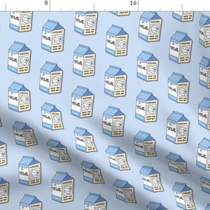Blue Milk Cartons Missing Fabric - Medium Size - Toilet Paper Missing By Bamokreativ - Toilet Paper Missing Fabric With Spoonflower