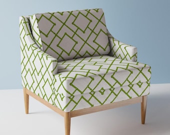 Chinoiserie Upholstery Fabric- Osaka Trellis by willowlanetextiles - Spring Green Classic Geometric  Fabric By The Yard With Spoonflower