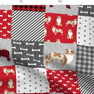 Australian Shepherd Fabric - Australian Shepherd Red Merle Quilt A Cheater Quilt By Petfriendly - Cotton Fabric By The Yard With Spoonflower