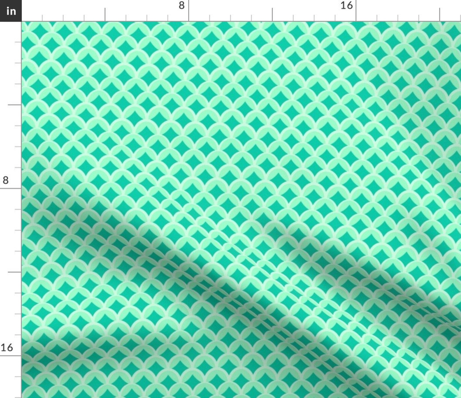 Green Scallop Fabric Mint and Green Scalloped Geometric by Etsy