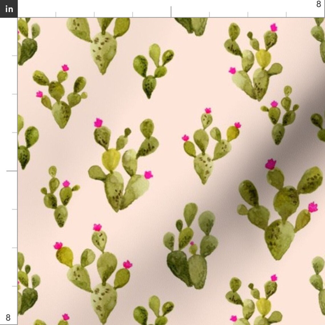 Blush Boho Cactus Fabric Prickly Pear Blush by Mintpeony Etsy