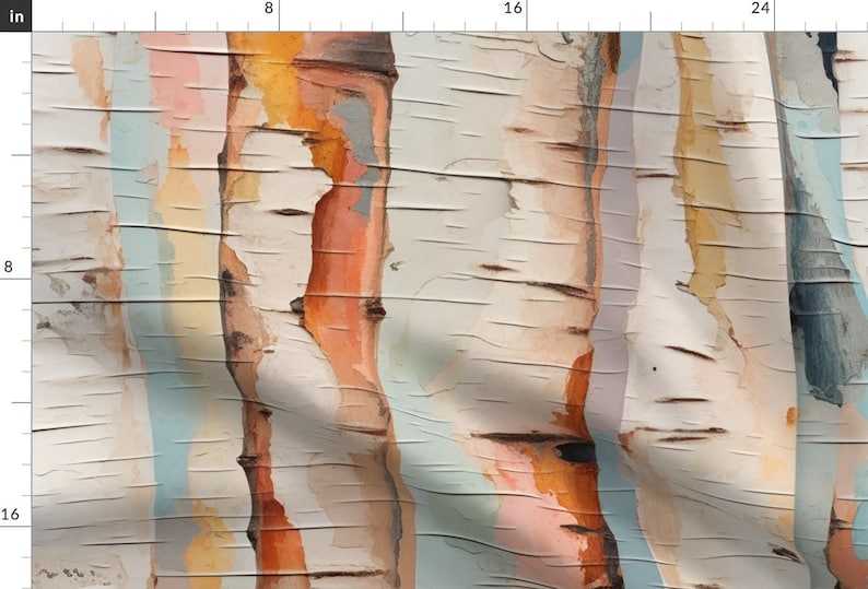 Cabincore Fabric - Watercolor Birch Bark by kris_obrien - Abstract Forest Woodland Trees Faux Texture Fabric by the Yard by Spoonflower imagen 1