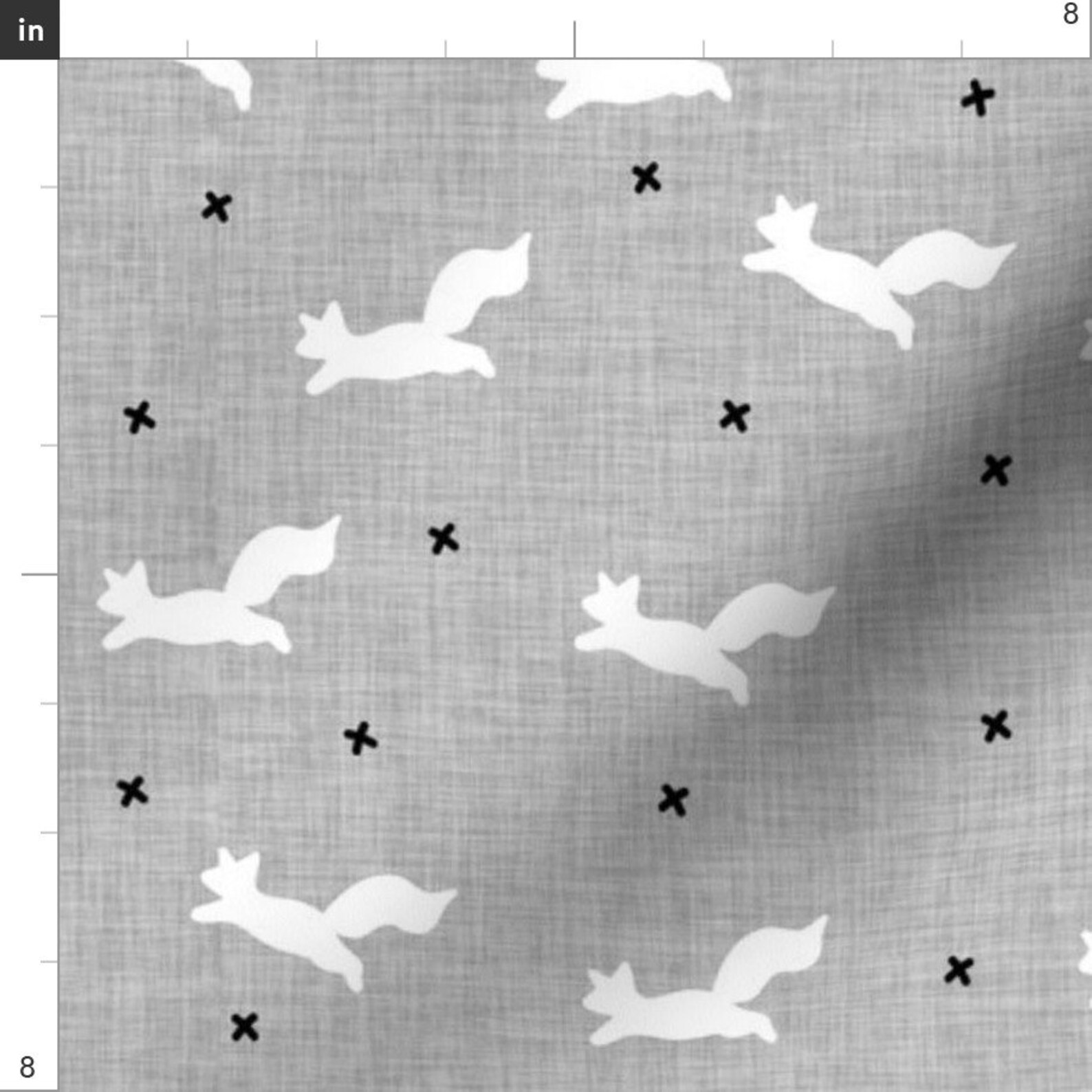 Fox Fabric Winter Fox on Gray Linen Custom Fabric by Ivie Etsy