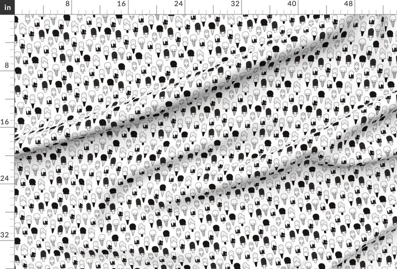 Kawaii Ice Cream Fabric - Sweet Ice Cream Ice Pop Sugar Kawaii Black White By Littlesmilemakers- Cotton Fabric By The Yard With Spoonflower image 2