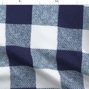 Buffalo Check Fabric - Trendy Buffalo Plaid In Navy Blue and White Autumn By Willowlanetextiles - Cotton Fabric By The Yard With Spoonflower
