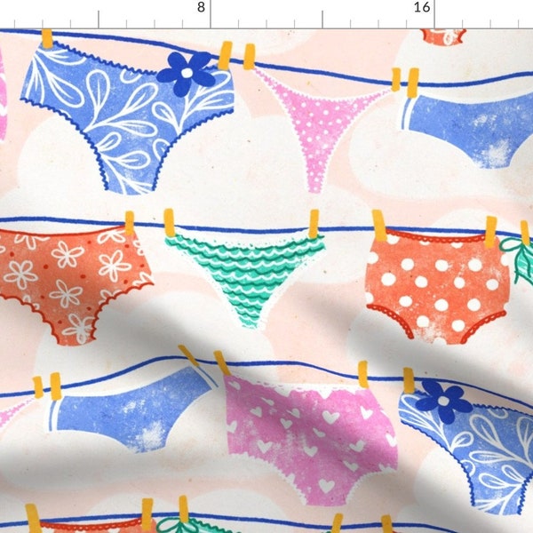 Undies Fabric - Laundry Room by rebeccaflaherty - Underwear Laundry Line Pants Knickers Fabric by the Yard by Spoonflower