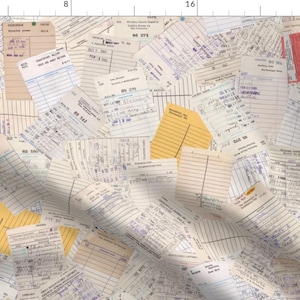 Library Cards Fabric - Library Card Scatter By Jenimp - Library Cards Check Out Books Novels Rent Cotton Fabric By The Yard With Spoonflower