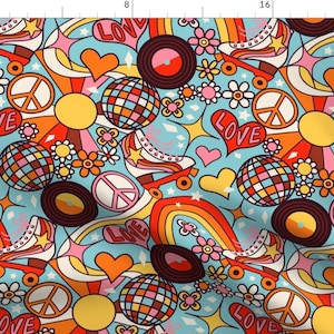 Groovy Love Fabric - Seventies Disco Dream by laura_may_designs - Roller Skate Disco 1970s Retro Nostalgia Fabric by the Yard by Spoonflower