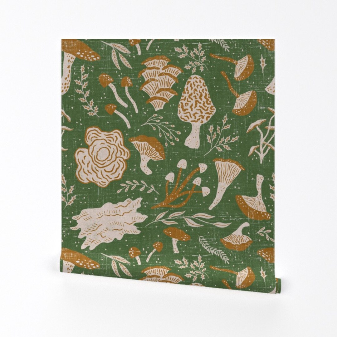 Winter Woodland Wallpaper Christmas Mushrooms by Scarlet_soleil