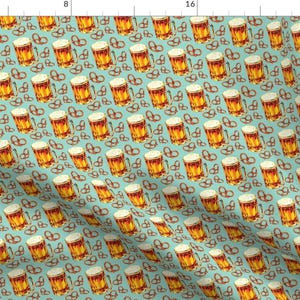 Bar Food Fabric - Beer Pretzels By Kellygilleran - Retro Kitchen and Bar Decor Cotton Fabric By The Yard With Spoonflower