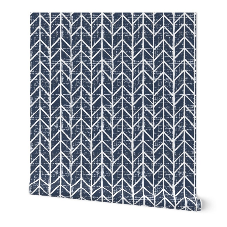 Navy Chevron Wallpaper Navy Blue Chevron By Color Amazing Etsy