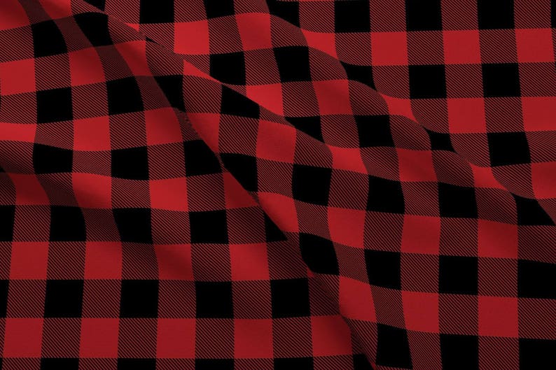 Cotton Flannel Fabric RED BLACK WHITE PLAID Check Shirting Quilting 55/"W x BTY
