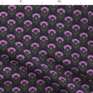 Art Nouveau Fabric - Scottish Thistle Small by new_branch_studio - Thistle Scotland Flowers Victorian Dark Fabric by the Yard by Spoonflower