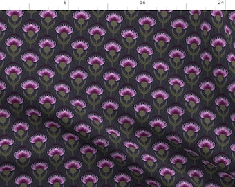 Art Nouveau Fabric - Scottish Thistle Small by new_branch_studio - Thistle Scotland Flowers Victorian Dark Fabric by the Yard by Spoonflower