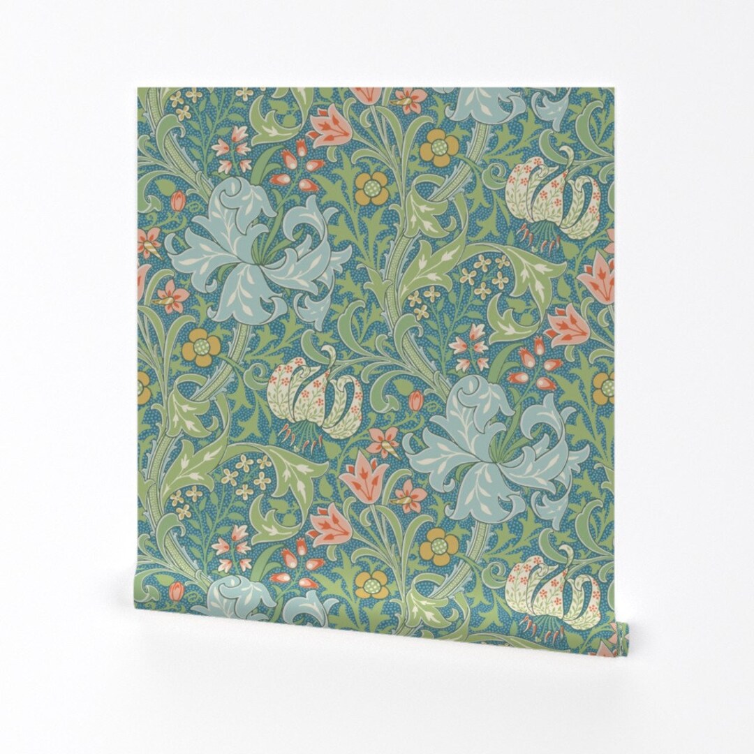 Victorian Floral Wallpaper Golden Lily Original by Peacoquettedesigns ...