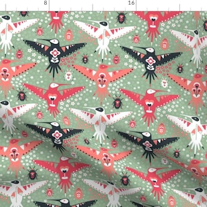 Pollinators Abstract Hummingbirds Fabric - Hummingbirds And Beatles By Sarahparr - Pollinators Cotton Fabric By The Yard With Spoonflower
