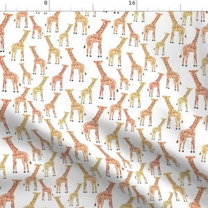 Giraffe Fabric - Giraffe Safari By Shelbyallison - Orange Watercolor Giraffe Zoo Animals Nursery Cotton Fabric By The Yard With Spoonflower