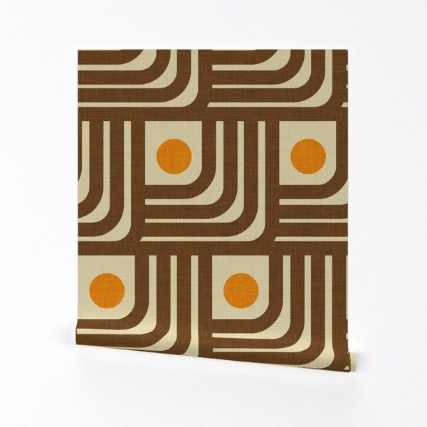 Mid-Century-Mod-Tapete – 70er-Jahre-Kurven von bruxamagica – Retro-Farben, moderne, abstrakte, abnehmbare Peel-and-Stick-Tapete von Spoonflower