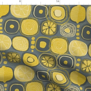 Mid Century Modern Lemon Fabric - Storm Sun Juice By Mariaspeyer - Mod Lemon Summer Home Decor Cotton Fabric By The Yard With Spoonflower