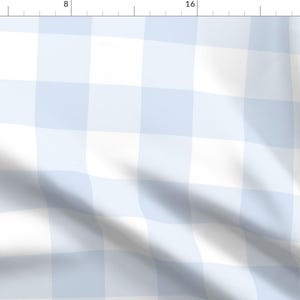 Blue Pastel Buffalo Apparel Fabric - Chambray Blue Gingham by dept_6 - Large Scale Pale Picnic Gingham Tartan Clothing Fabric by Spoonflower image 1