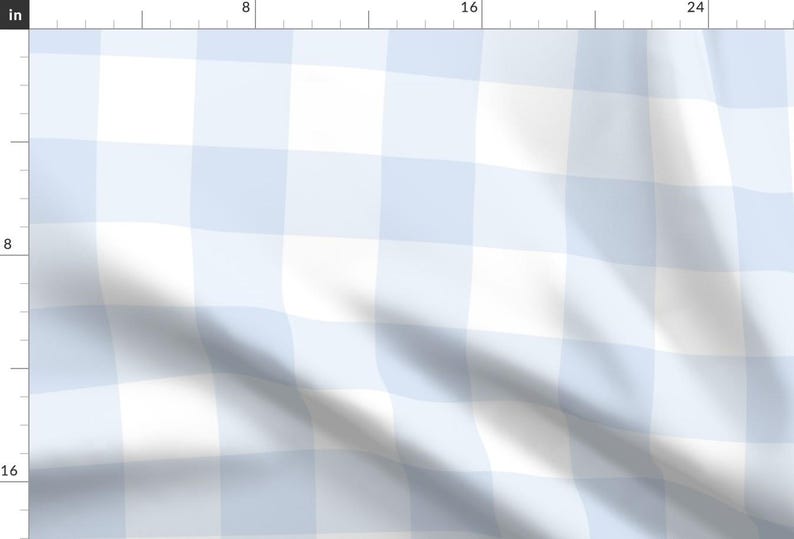 Blue Pastel Buffalo Apparel Fabric - Chambray Blue Gingham by dept_6 - Large Scale Pale Picnic Gingham Tartan Clothing Fabric by Spoonflower image 1