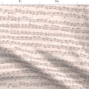 Music Notes Fabric - Handwritten Sheet Music Seamless, Grey On Peach By Weavingmajor - Music Cotton Fabric By The Yard With Spoonflower