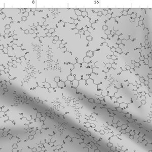 Chemical Fabric - Oxytocin - Grey (16in) By Studiofibonacci - Chemical Cotton Fabric By The Yard With Spoonflower