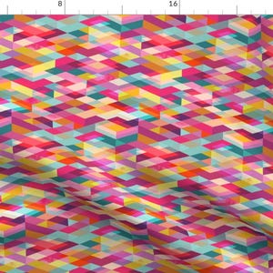 Geometric Fabric - Rhapsody {Jewelled} By Ceciliamok - Small Scale Shapes Magenta Yellow Bright Cotton Fabric By The Yard With Spoonflower