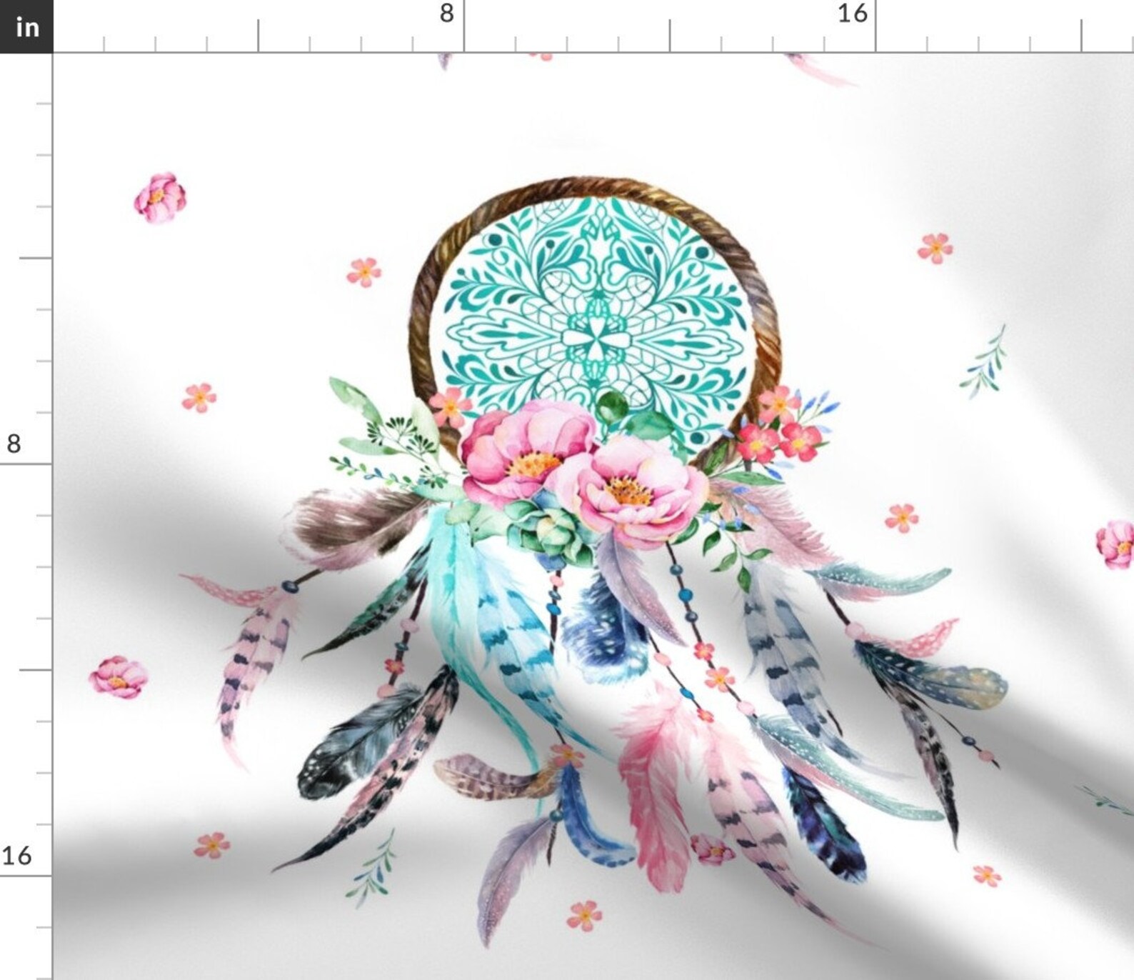 Dream Catcher Fabric 4 to 1 Aqua Pink Dream Catcher 42 Etsy