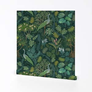 Hawaii Laub Tapete - Wandern Hawaii Von Honoluludesigns - Grüne Dschungel Pflanzen Baum Entfernbare selbstklebende Tapetenrolle von Spoonflower