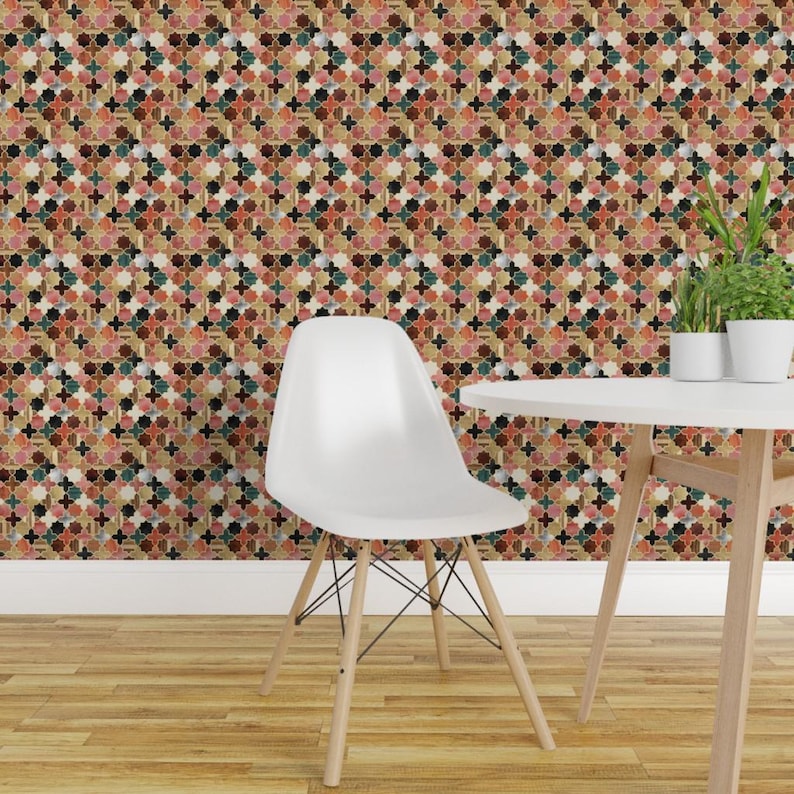 Moroccan Wallpaper - Twilight Moroccan Textured Tile Pattern by Micklyn ...