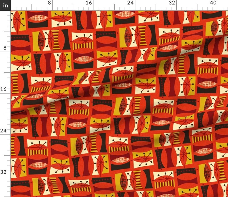 Mid Century Modern Home Decor Fabric Autumn Daze Ginger by Etsy