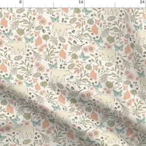 Gender Neutral Cotton Fabric Sage Green Woodland Animal Collection Petal Signature Quilting Cotton Mix & Match Fabric by Spoonflower image 9