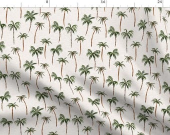 Palm Tree Fabric - Watercolor Palm Trees  by hipkiddesigns - Summer Beach Tropical Watercolor Rainforest Fabric by the Yard by Spoonflower