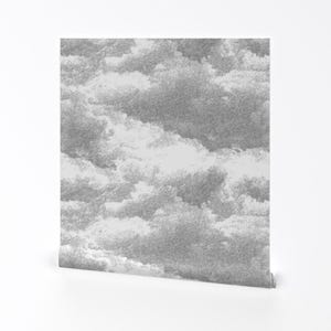 Gray Clouds Wallpaper - Clouds Gray Storm Grey Clouds By Mlags - Clouds Custom Printed Removable Self Adhesive Wallpaper Roll by Spoonflower