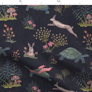 Tortoise And The Hare Fabric - Tortoise And Hare By Lucybaribeau - Children&#39;s Folk Tale Cotton Fabric By The Yard With Spoonflower