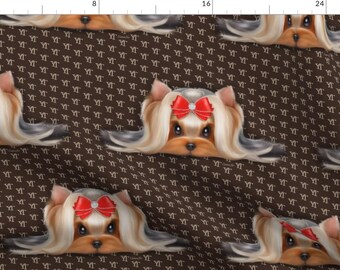 Yorkshire Terrier Dog Fabric - Yorkie Beauty Yt Xl By Catialee - Dog Yorkie Yorkshire Terrier Bow Cotton Fabric By The Yard With Spoonflower