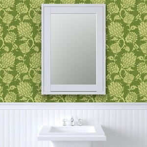 Green Damask Wallpaper - Contessa Vert By Willowlanetextiles - Vintage Custom Printed Removable Self Adhesive Wallpaper Roll by Spoonflower image 8
