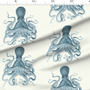 Vintage Octopus Fabric Octopus In Sea by willowlanetextiles Squid Nautical Coastal Kraken Steampunk Fabric by the Yard by Spoonflower image 3