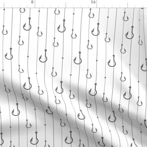 Fishing Hooks Striped Fabric - Fishing Hooks 05 By Woodmousebobbit - Fishing Lines Striped Hooks Cotton Fabric By The Yard With Spoonflower
