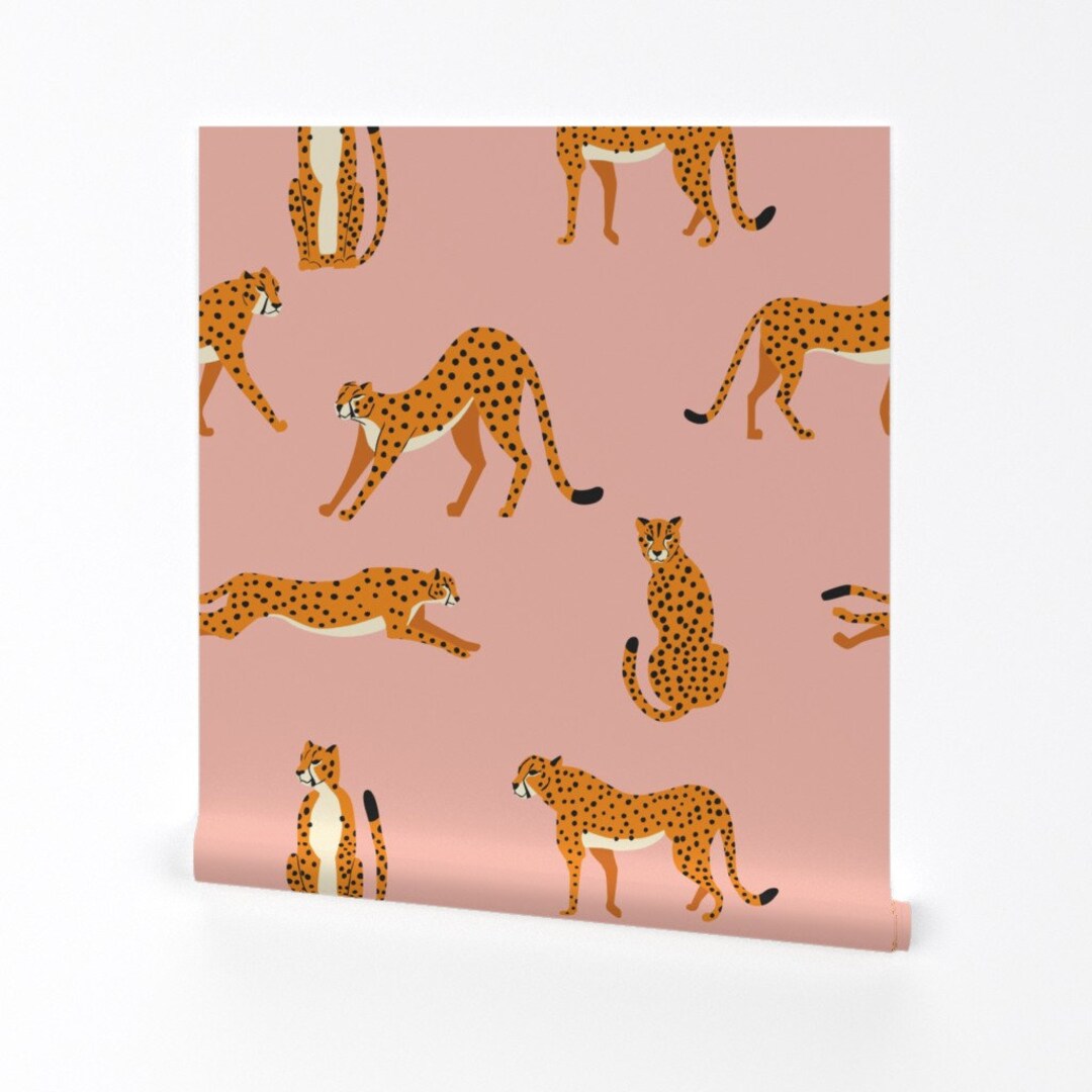 Peel & Stick Wallpaper Swatch - Blush Leopard Print Pink Skin Jaguar Cheetah  Custom Removable Wallpaper by Spoonflower 
