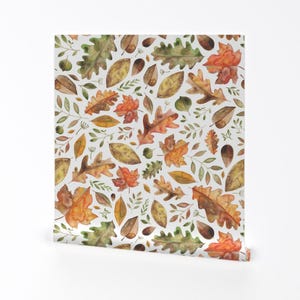 Leaves Wallpaper - Autumn Leaves By Elena O&#39;Neill Illustration - Orange Custom Printed Removable Self Adhesive Wallpaper Roll by Spoonflower