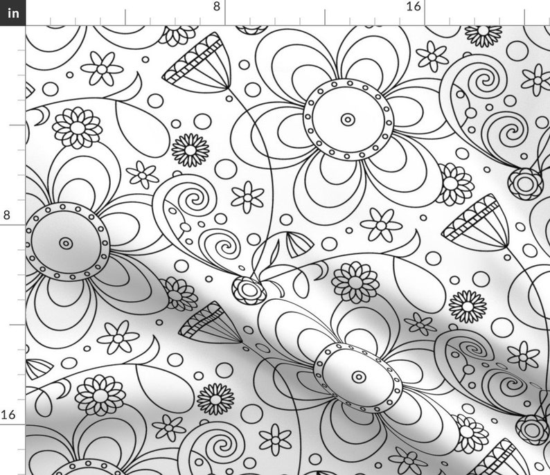 Doodles Fabric Black and White by Tasha Goddard Designs Etsy