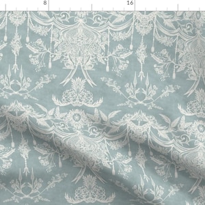Rococo Toile Fabric - Classic Rococo White And Blue By Smokeinthewoods - Vintage French Style Cotton Fabric By The Yard With Spoonflower