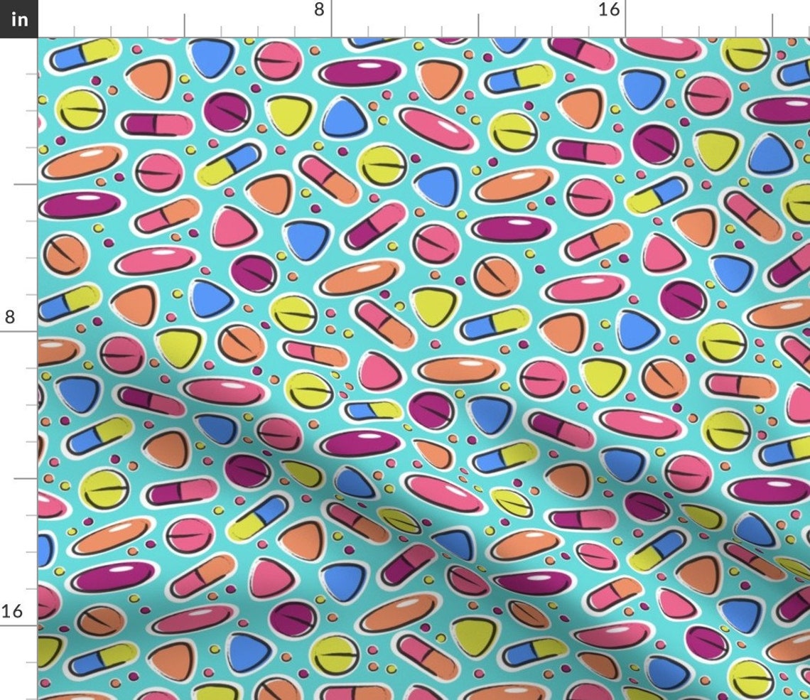 Pills Fabric Pills by Meredith Watson Colorful Medicine Etsy