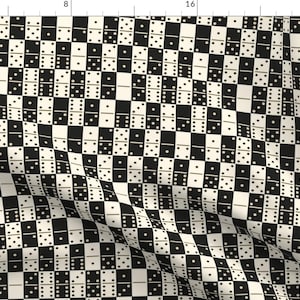 Domino Fabric - White And Black Bones Dominoes By Blackfeathergrass - Domino Game Night Player Cotton Fabric By The Yard With Spoonflower